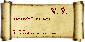 Maczkó Vilmos névjegykártya